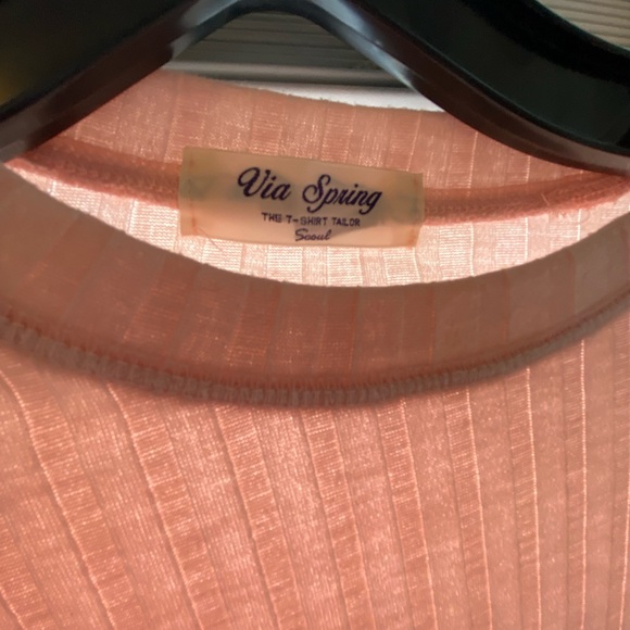 Pink ribbed long sleeve crop top - Picture 4 of 6